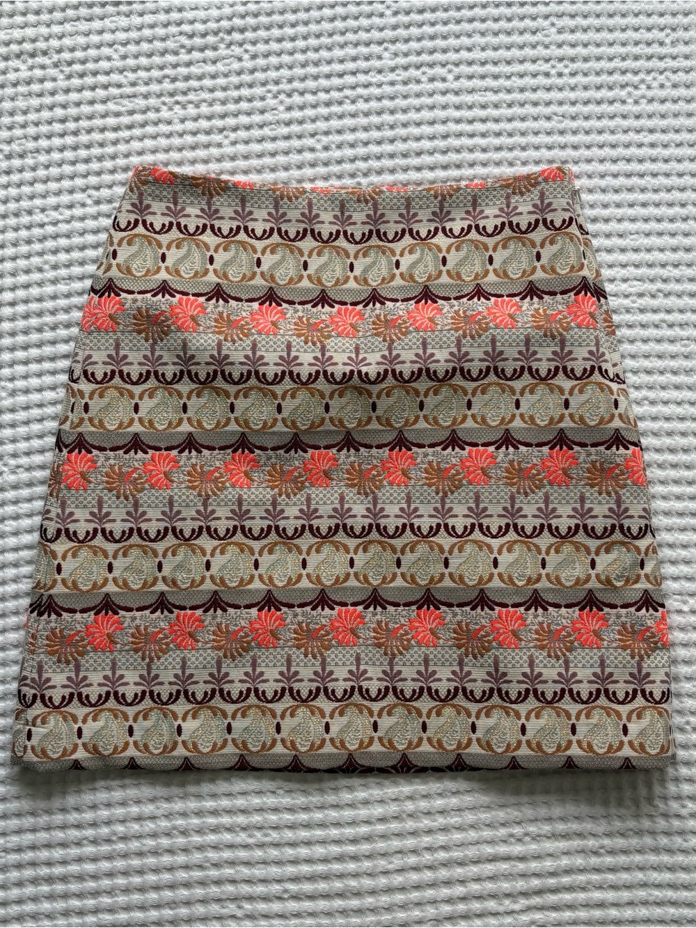 LOFT Tapestry Brocade Mini Shift Skirt Metallic Mosaic Print - Size 0